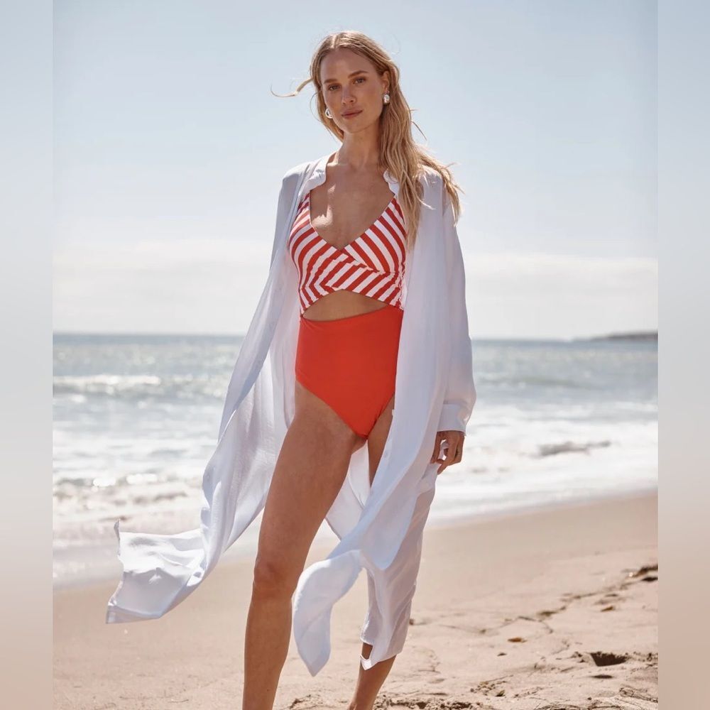 New Summersalt The Silky Luxe Long Effortless Shirtdress Button Down Cover-Up !X